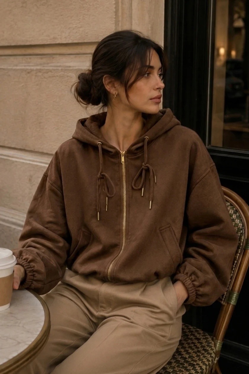 Grossiste MADISON - Veste oversize en suédine café