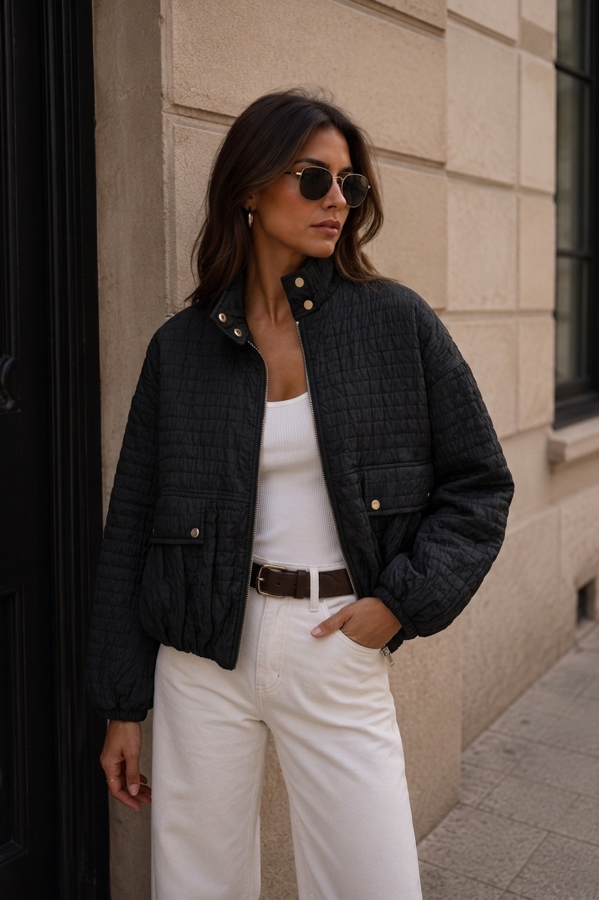 Grossista Madison - Giacca trapuntata nera oversize