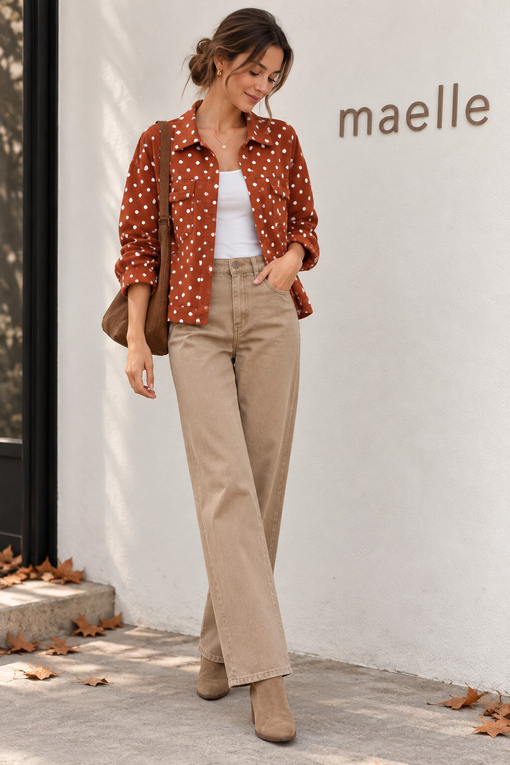 Wholesaler MAELLE - Layered-look cotton canvas shirt with polka dot pattern in plus size M1808-5-2996