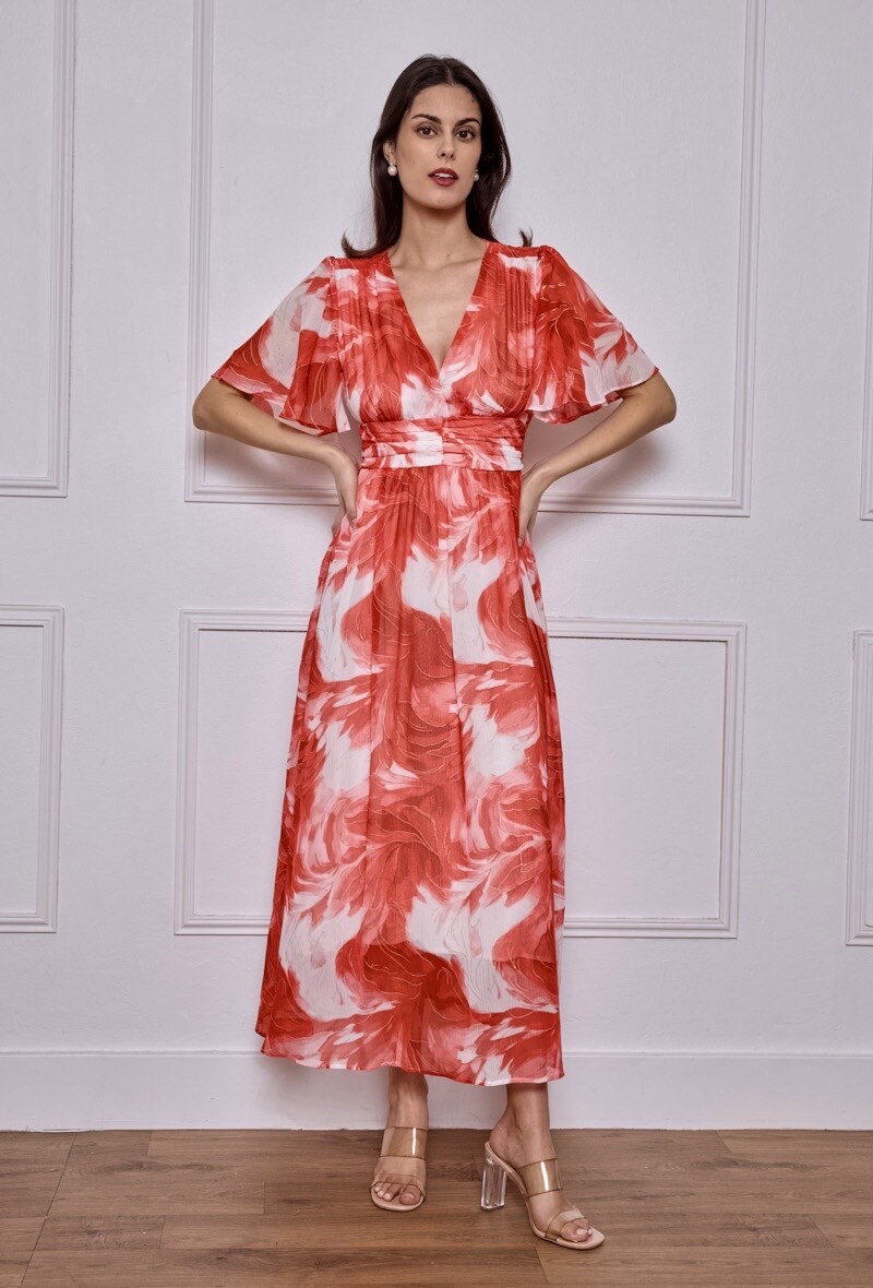 Wholesaler MAELLE - Long printed dress with small sleeves in plus size M057-5-2622