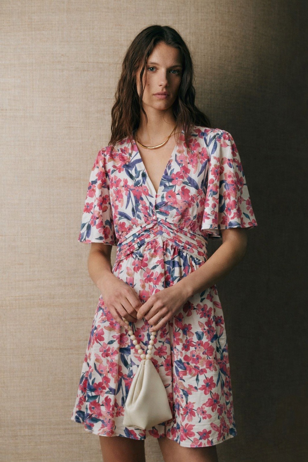 Grossiste MAELLE - Robe courte print avec manches courtes en grande taille M1098-5-2636