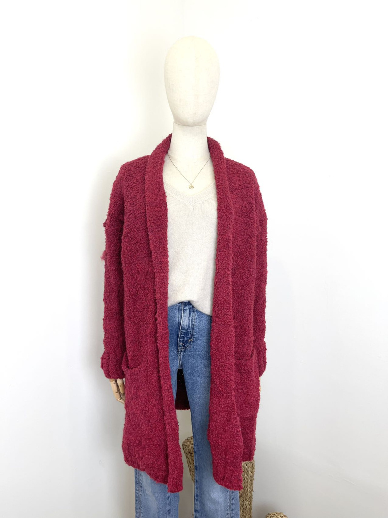 Großhändler Maëlys Paris - Mittellanger Cardigan aus lockiger Wolle