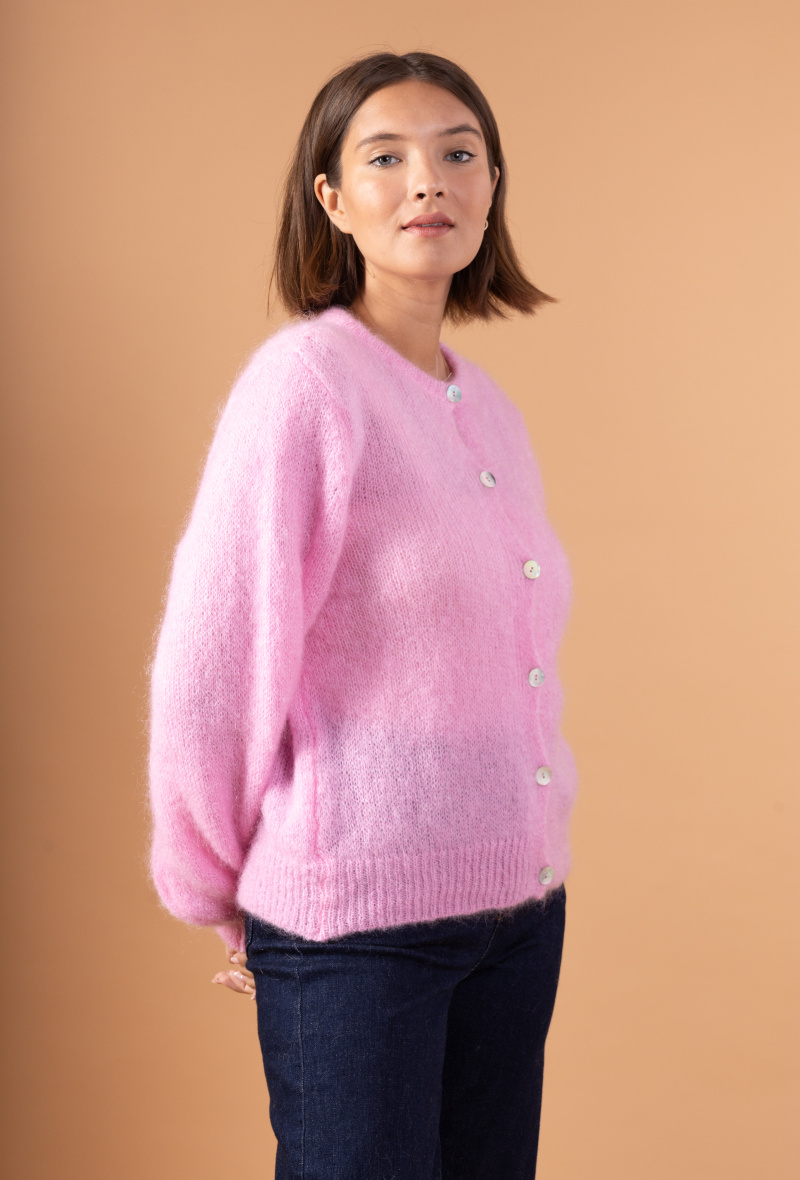 Großhändler Maëlys Paris - Rundhals-Cardigan aus flauschigem Mohair