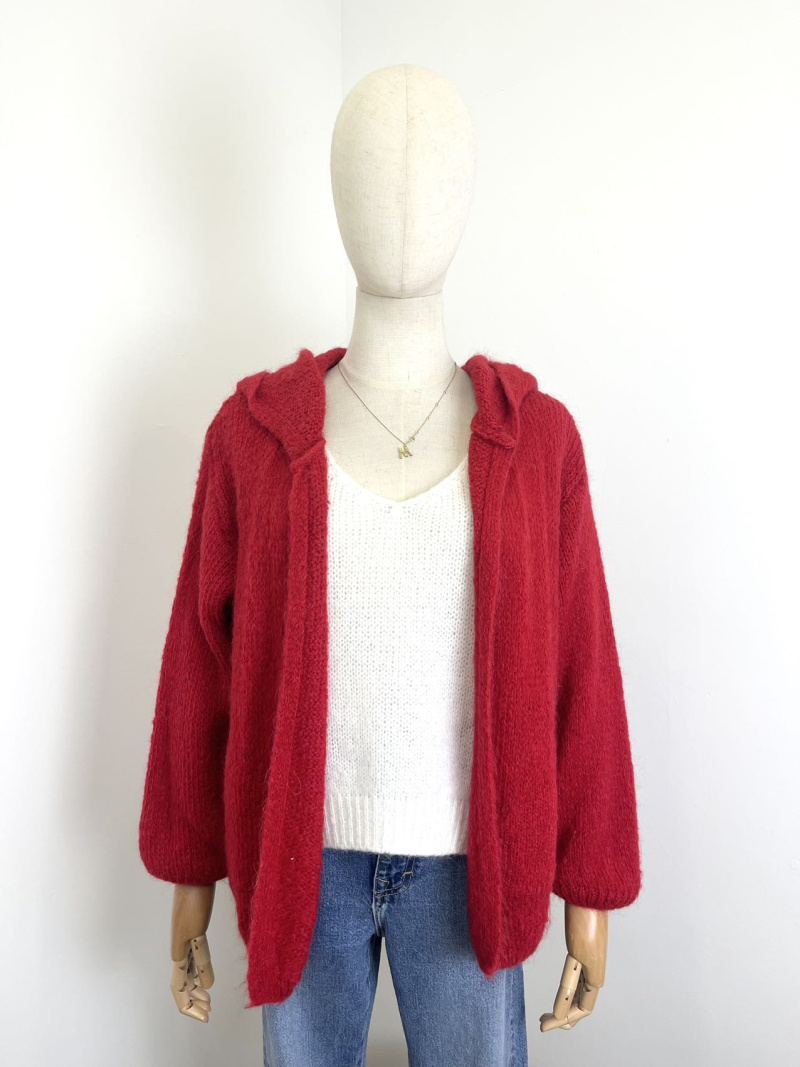 Grossiste Maëlys Paris - Gilet ouvert à capuche en 30% mohair