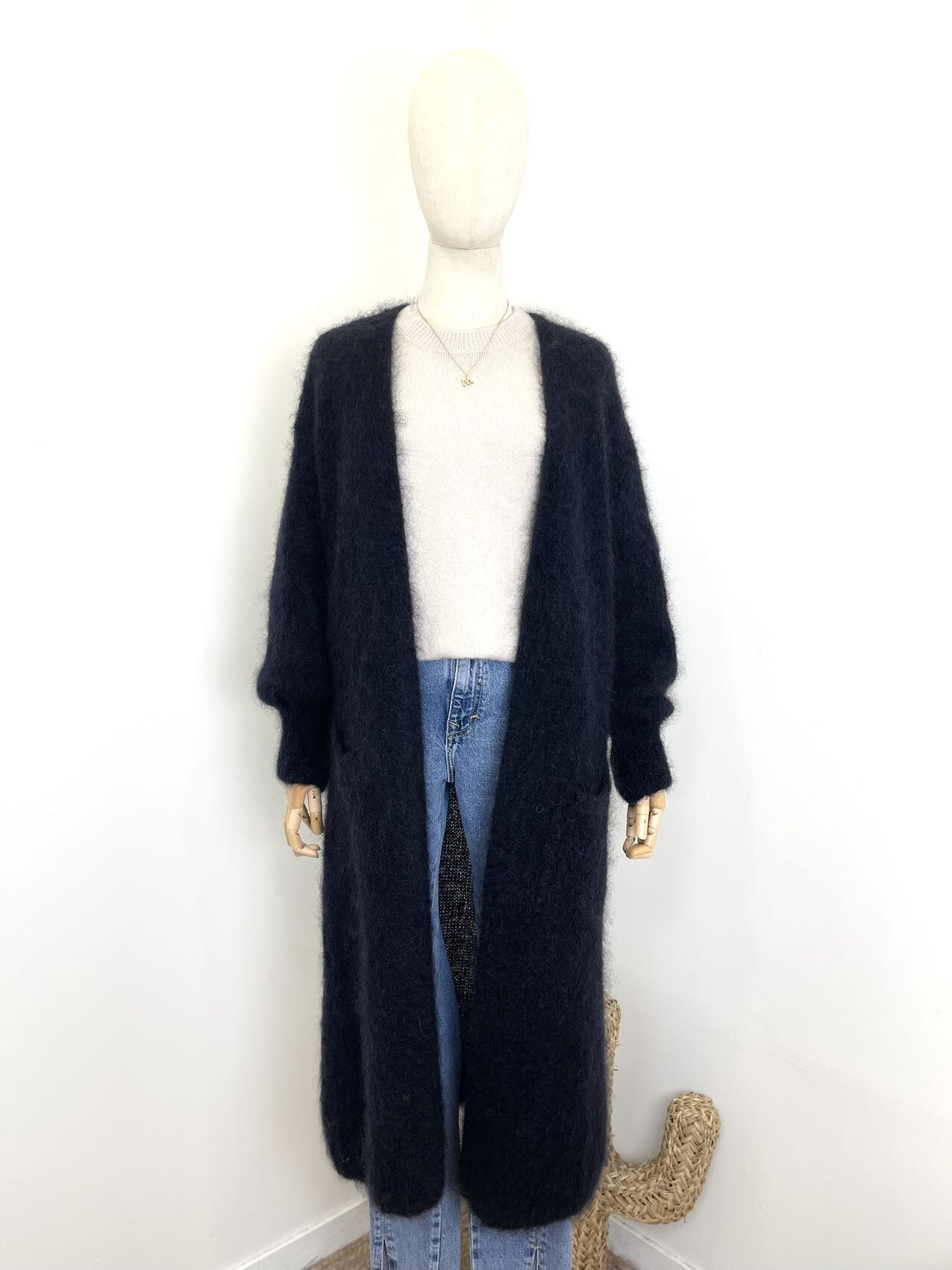 Wholesaler Maëlys Paris - Long open cardigan in fluffy mohair