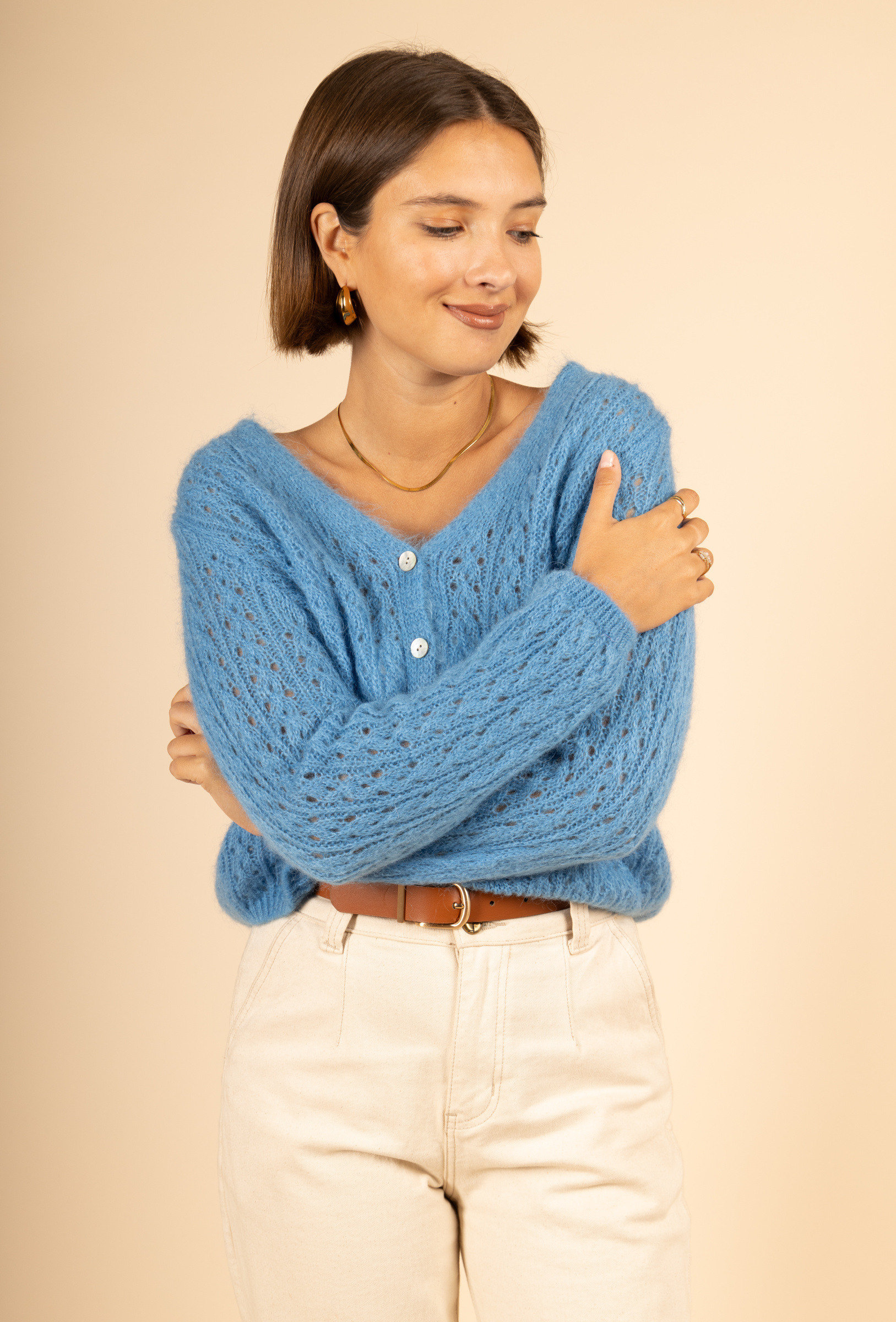 Grossiste Maëlys Paris - Gilet ajouré en 30% mohair