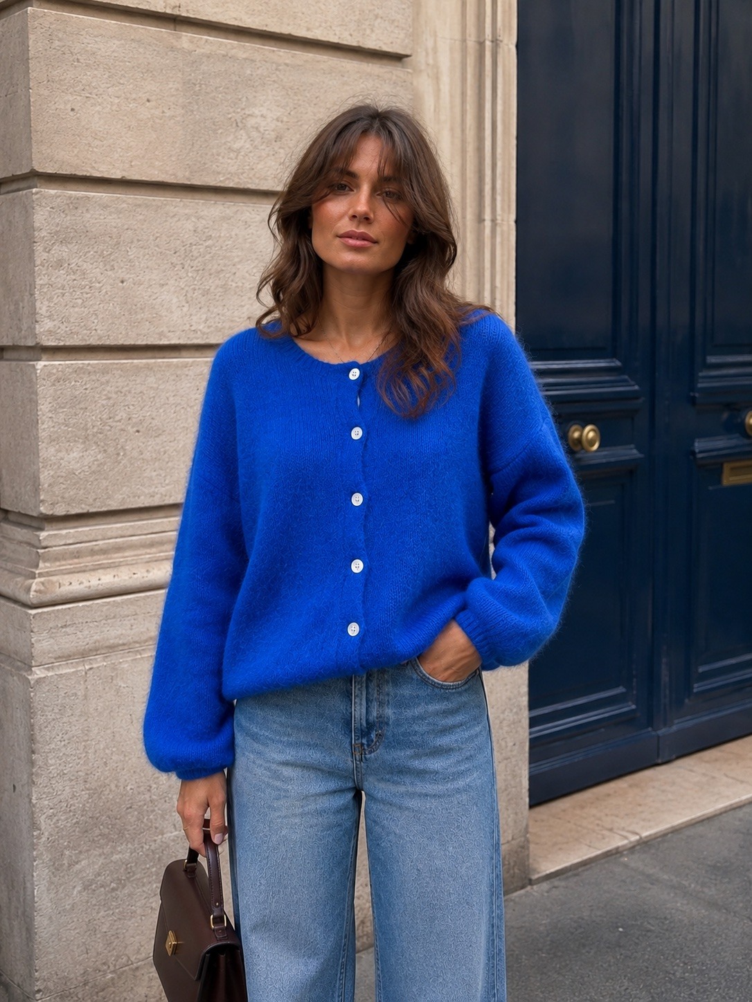 Wholesaler Maëlys Paris - Round neck cardigan in 20 kid mohair