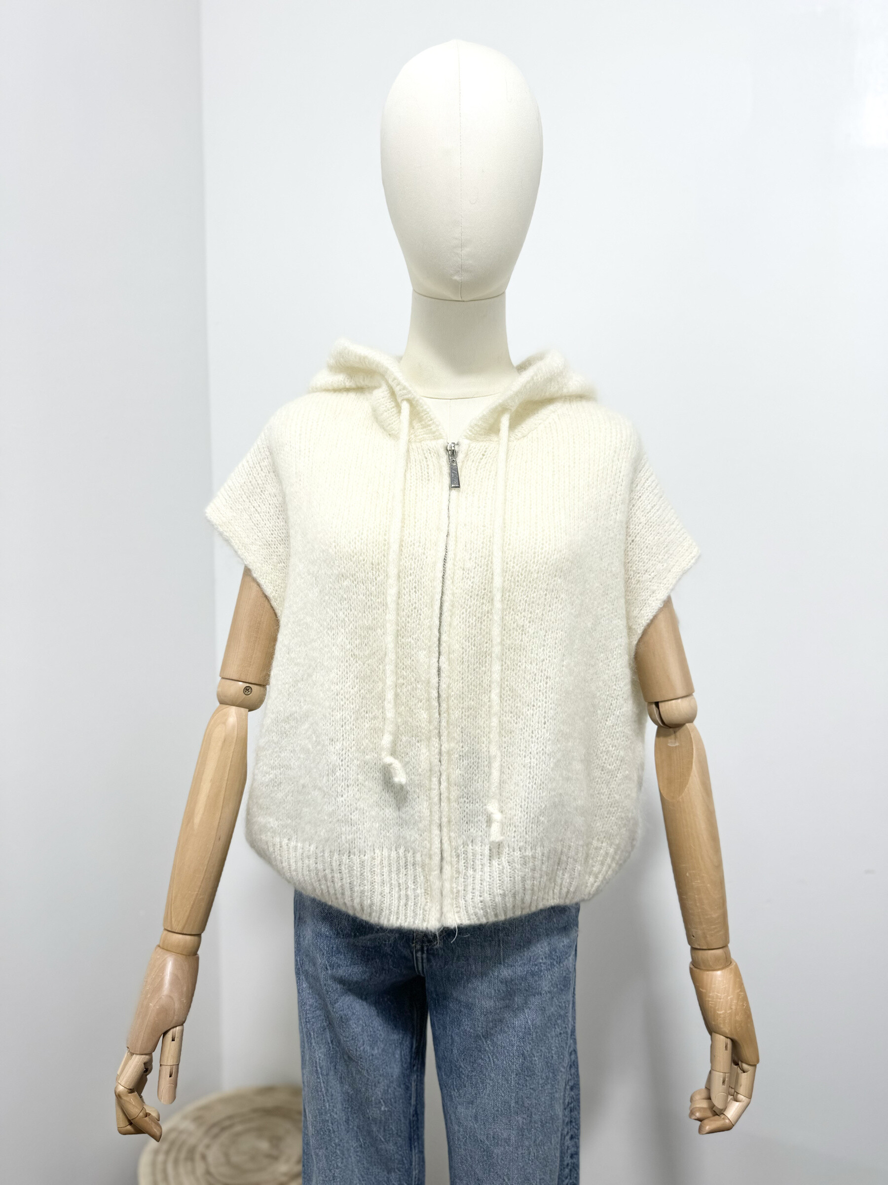Grossista Maëlys Paris - Cardigan a maniche corte con zip in kid mohair