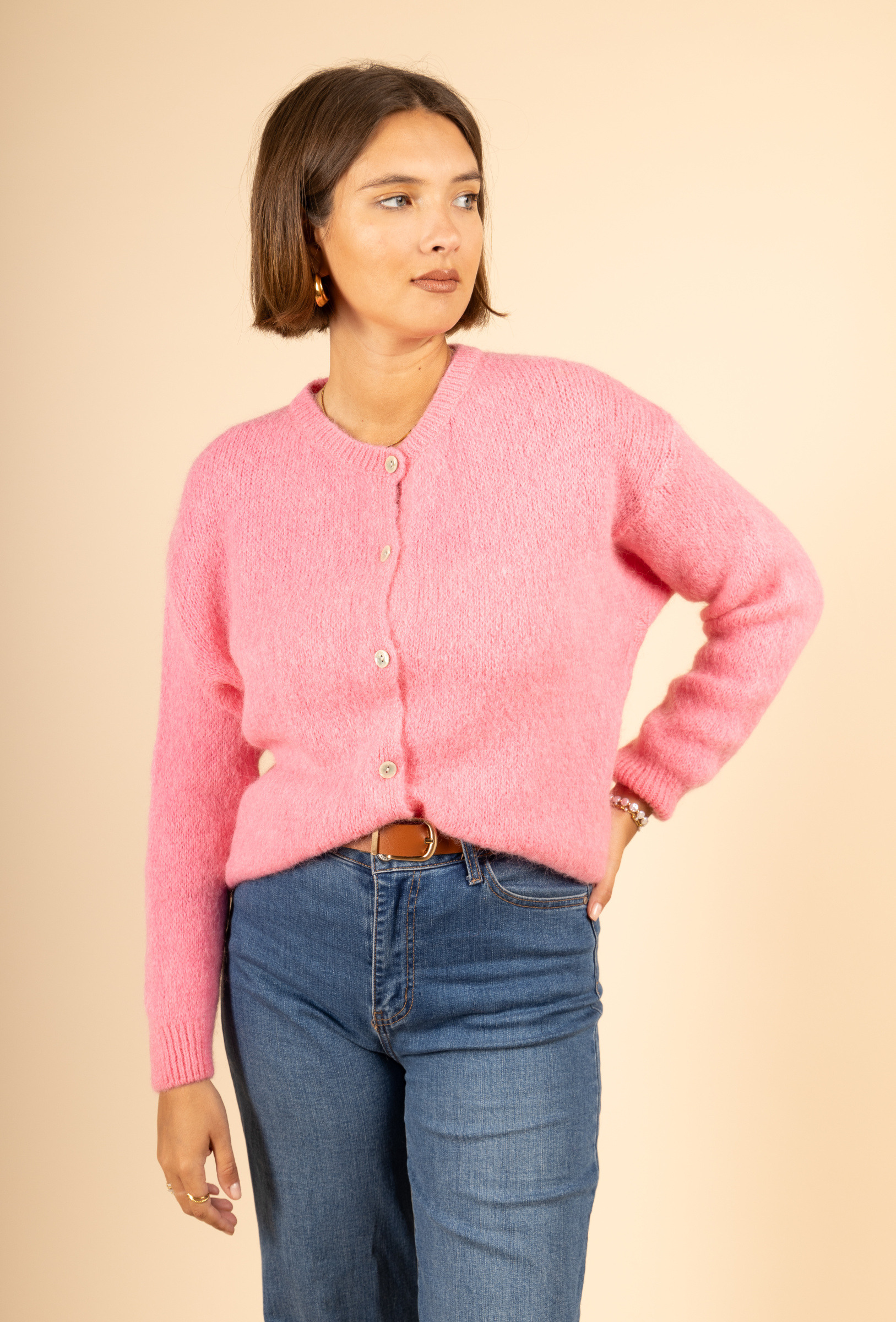 Wholesaler Maëlys Paris - Cardigan in 52% baby alpaca with a round neck