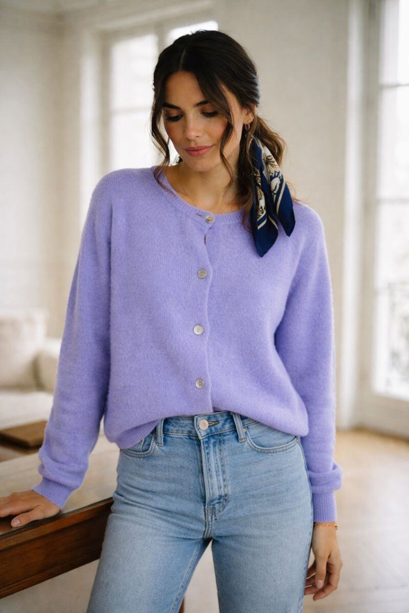 Mayorista Maëlys Paris - Cárdigan de alpaca superfina con cuello redondo