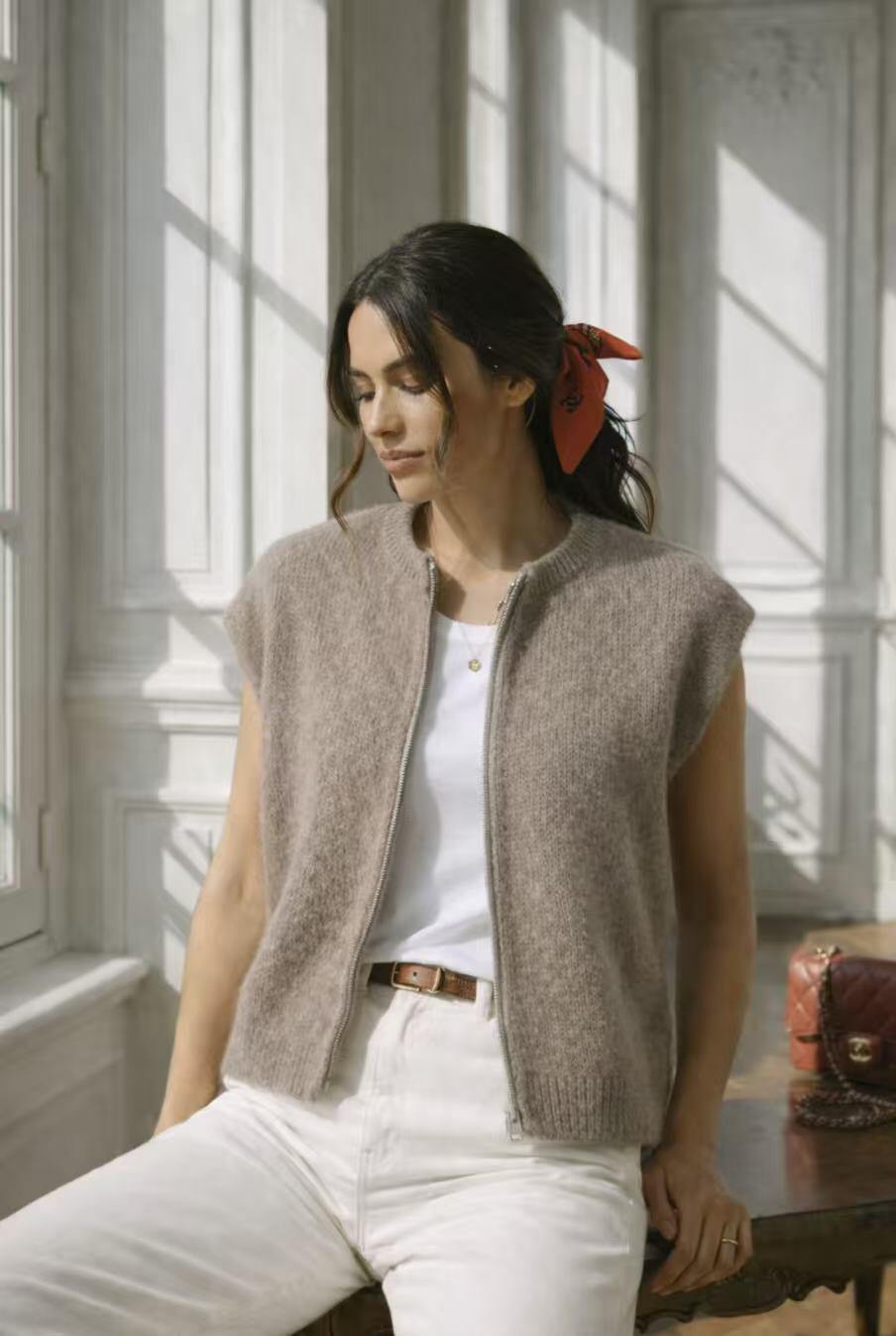 Wholesaler Maëlys Paris - Sleeveless mohair zip-up vest