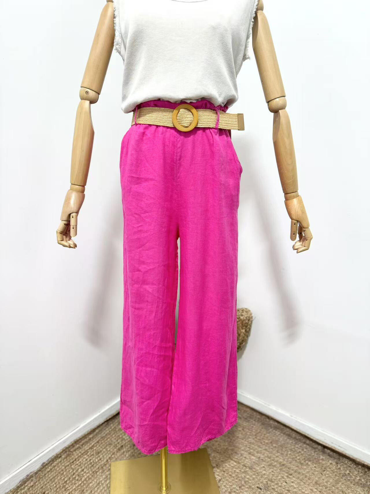 Grossiste Maëlys Paris - Pantalon 100% lin ceinturé