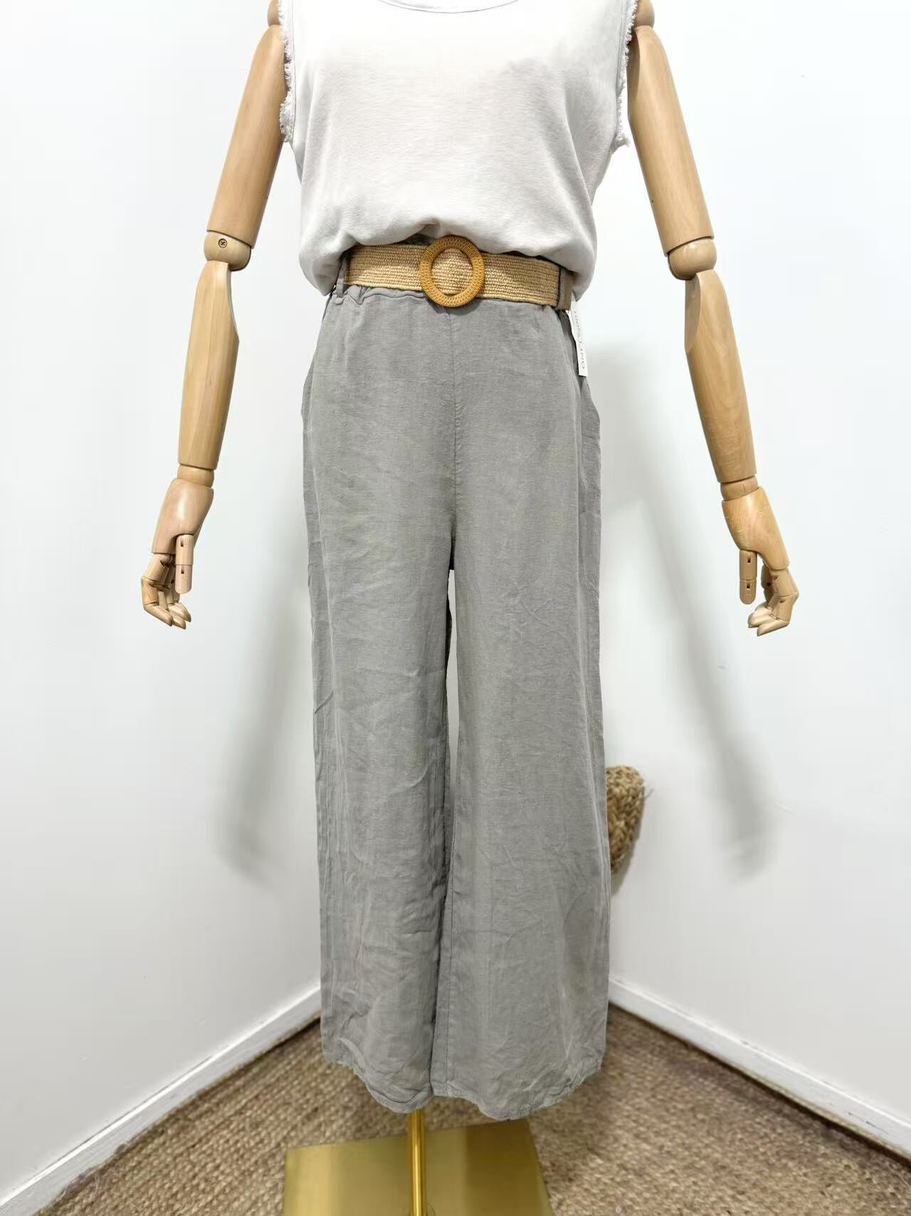Grossiste Maëlys Paris - Pantalon 100% lin ceinturé