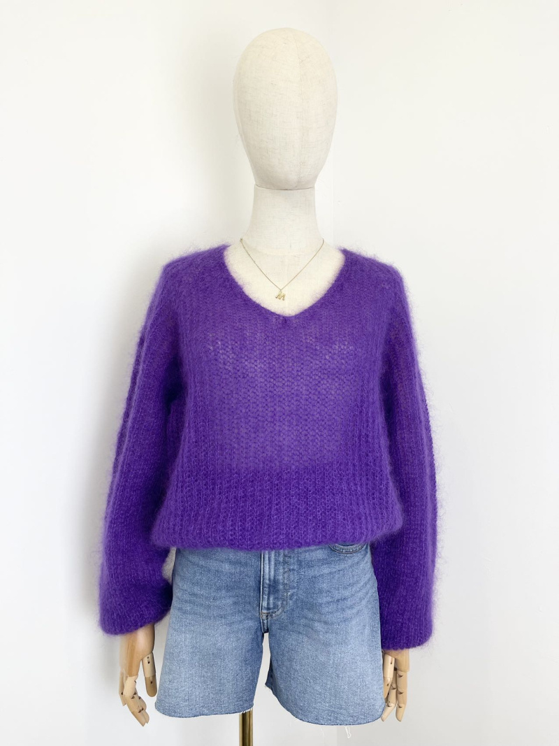Mayorista Maëlys Paris - Jersey de mohair esponjoso con cuello de pico