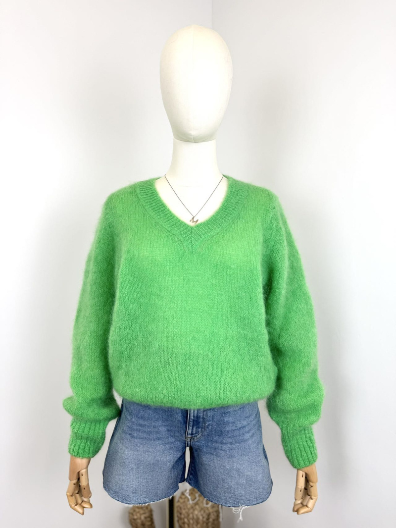 Großhändler Maëlys Paris - V-Pullover aus 76 % flauschigem Mohair
