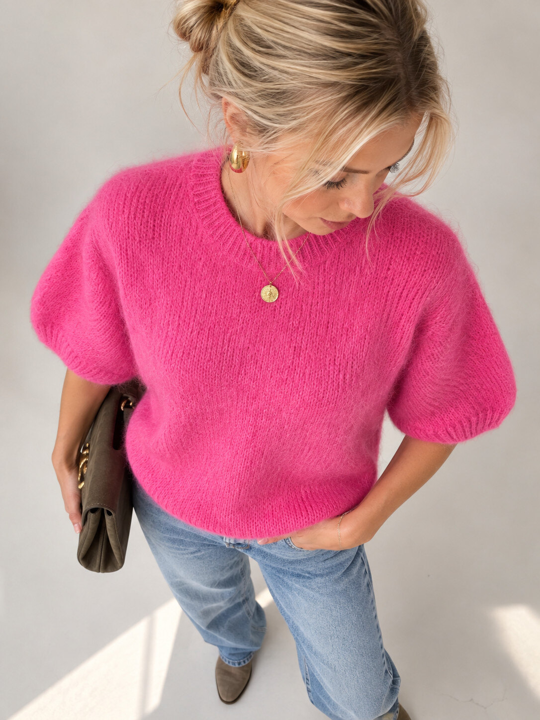 Grossiste Maëlys Paris - Pull fluffy mohair manches courtes ballon