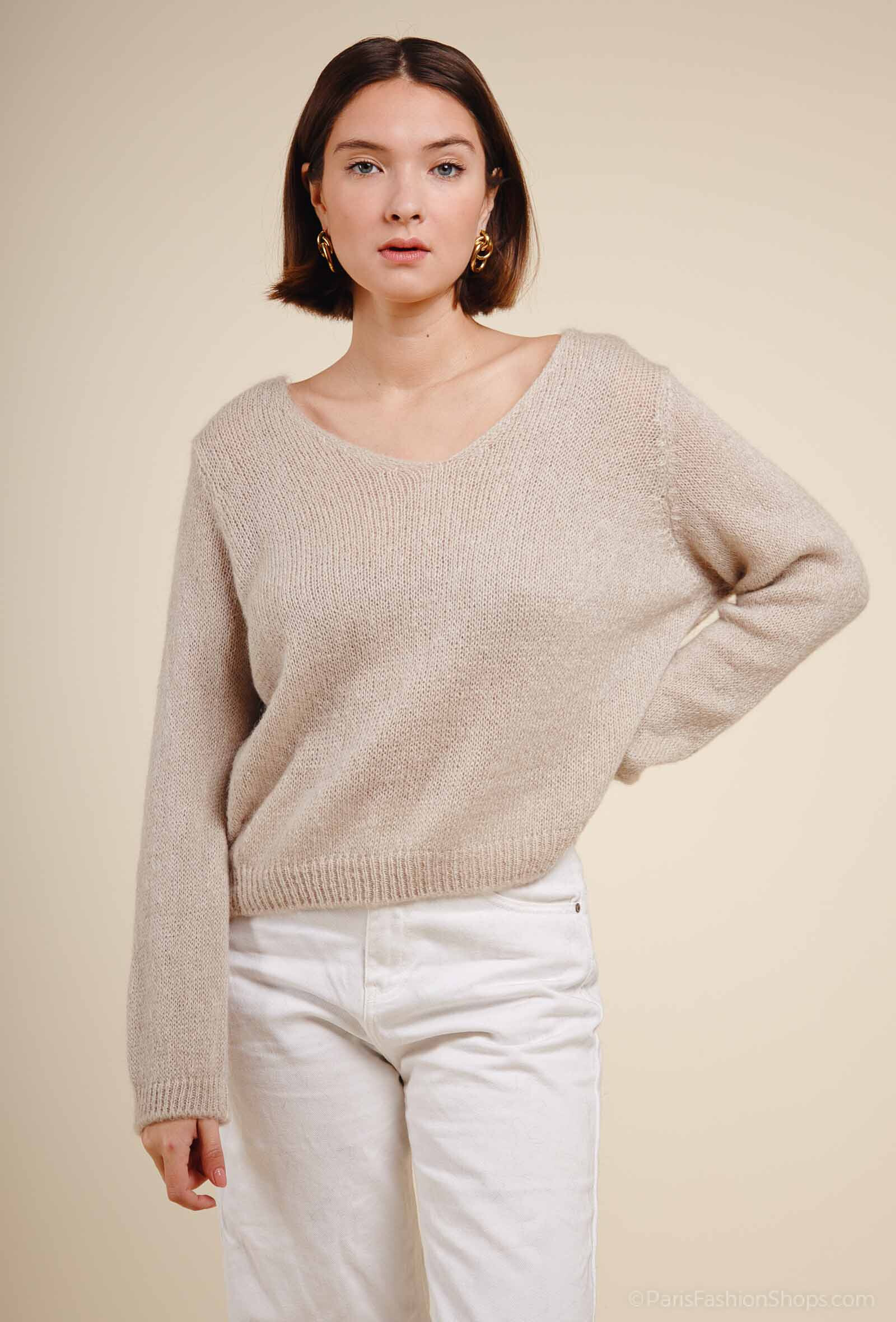 Grossista Maëlys Paris - Maglia a V in mohair 30%.
