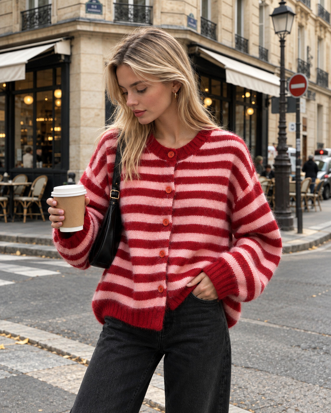 Großhändler Maëlys Paris - Gestreifte Mohair-Wollmischung Strickjacke - Weich