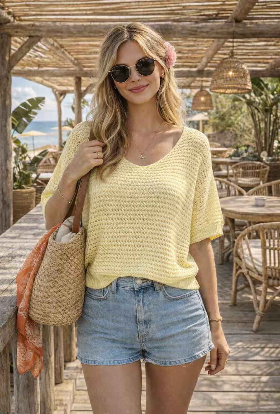 Großhändler Maëlys Paris - Sommer-Stricktop 100% Baumwolle
