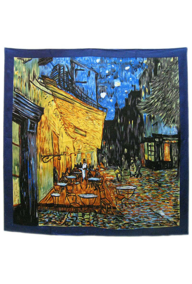 Grossiste Maison Fanli - Carré de soie - Terrasse du café le soir bleu Van gogh