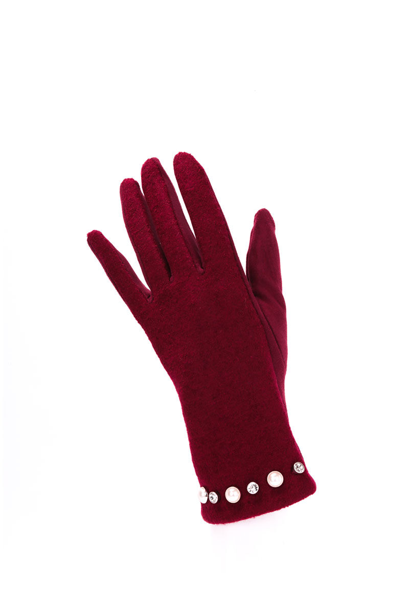 Großhändler Maison Fanli - Handschuh mit Perlen und Strasssteinen