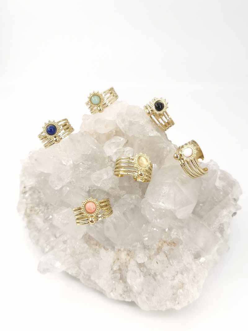 Grossiste MAISON OKAMI - Bague pierre bleue en acier inoxydable – Charme profond