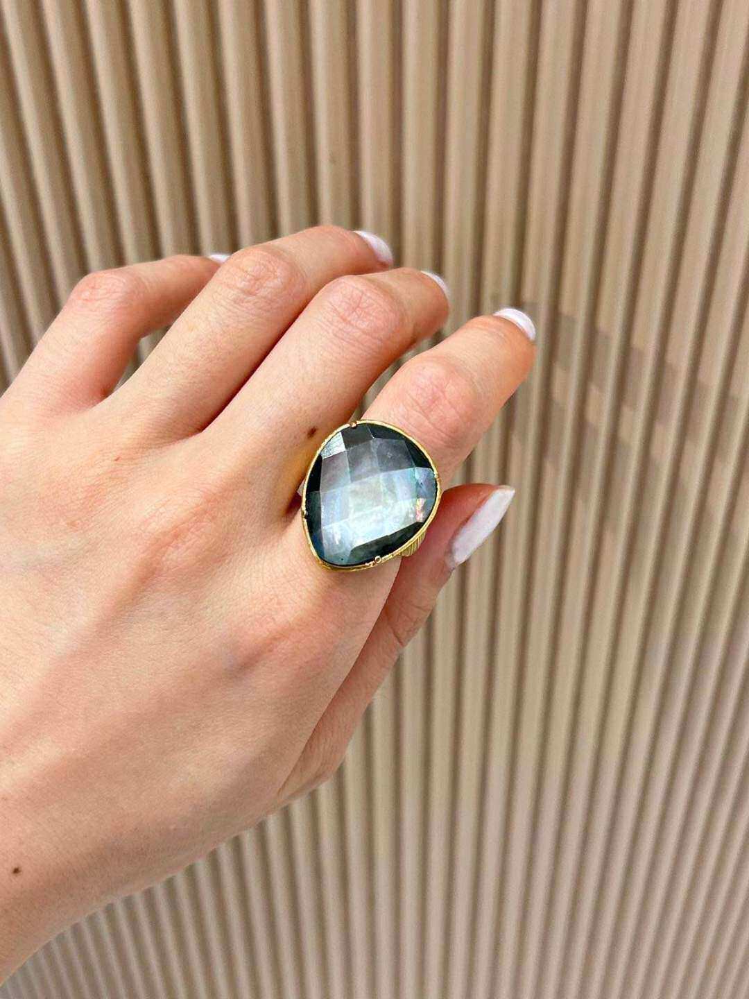 Mayorista MAISON OKAMI - Anillo de acero inoxidable con piedra natural