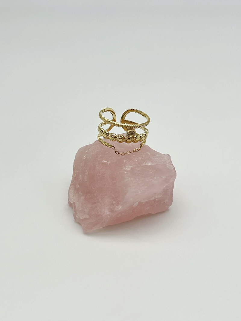 Grossiste MAISON OKAMI - Bague triple rangs et chaîne en acier inoxydable – Détails subtils