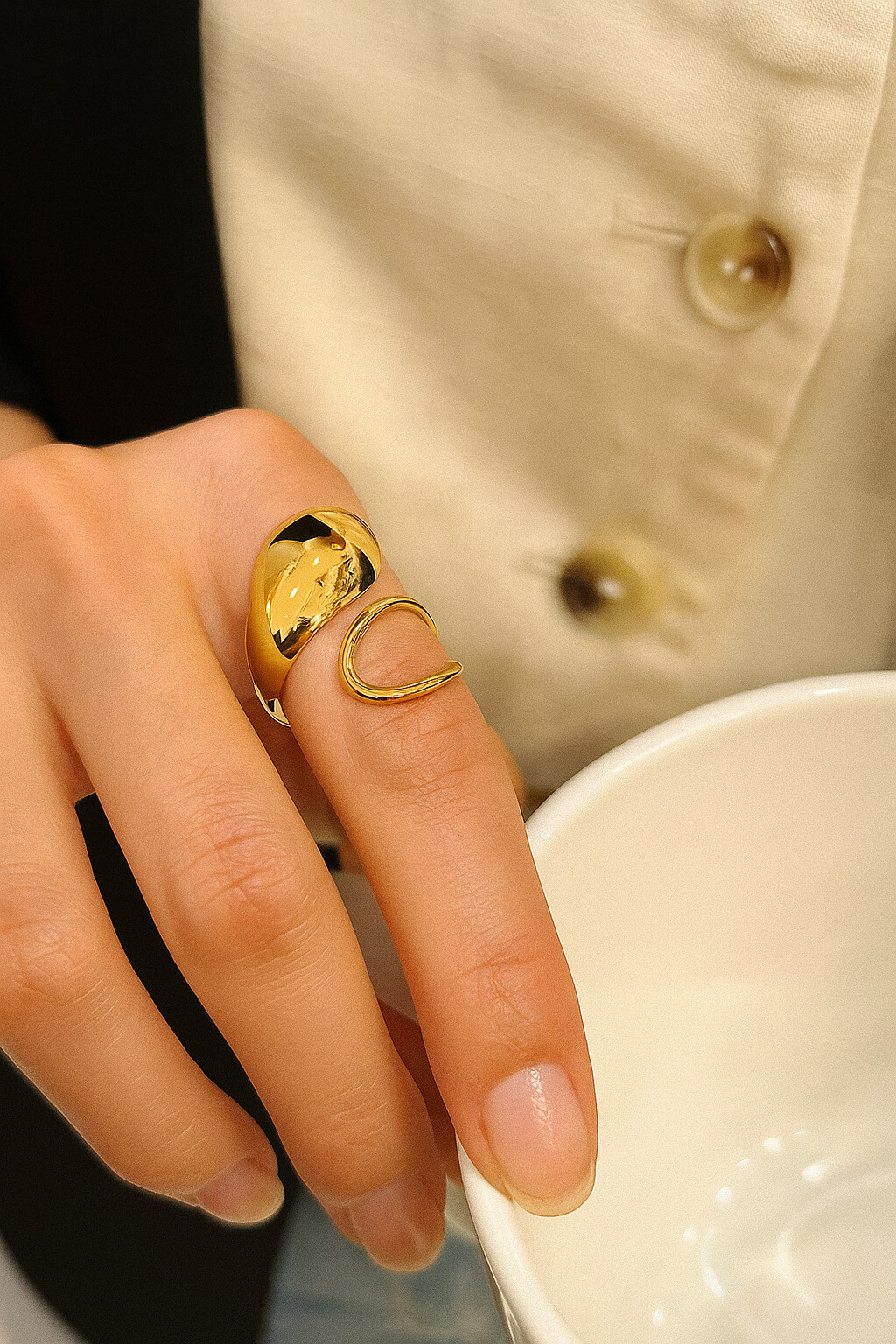 Grossiste MAISON OKAMI - Bague ouverte en acier inoxydable – Courbes modernes