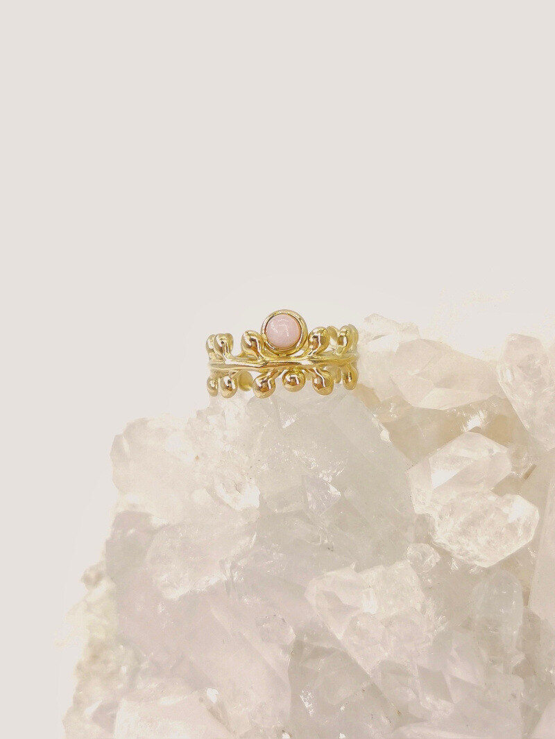 Mayorista MAISON OKAMI - Anillo Ajustable con Piedra Natural Redonda en Acero Inoxidable