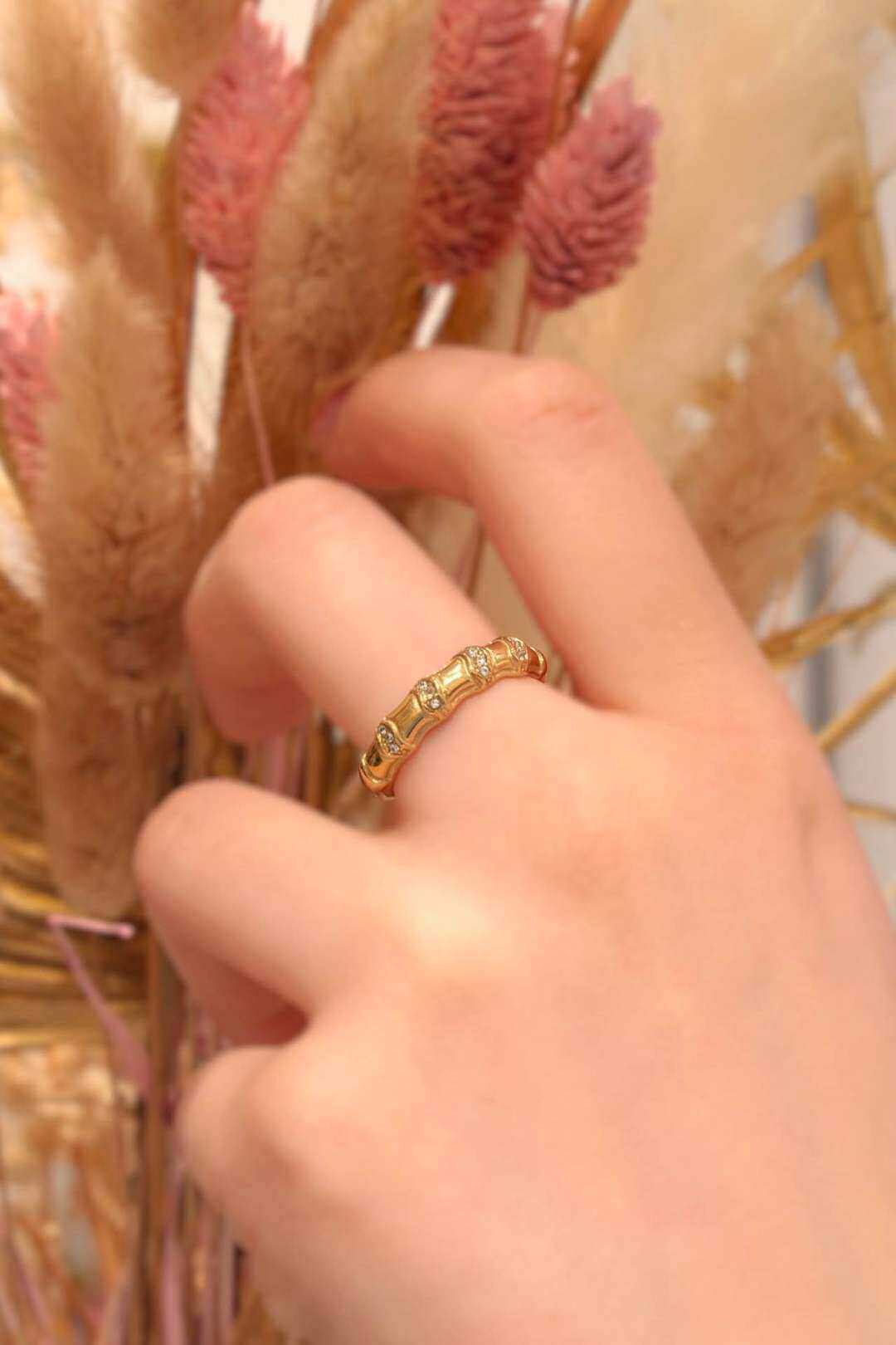 Wholesaler MAISON OKAMI - Bamboo ring with gemstones