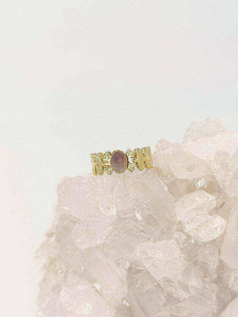 Mayorista MAISON OKAMI - Anillo Ajustable de Piedra Natural Ovalada con Estampado