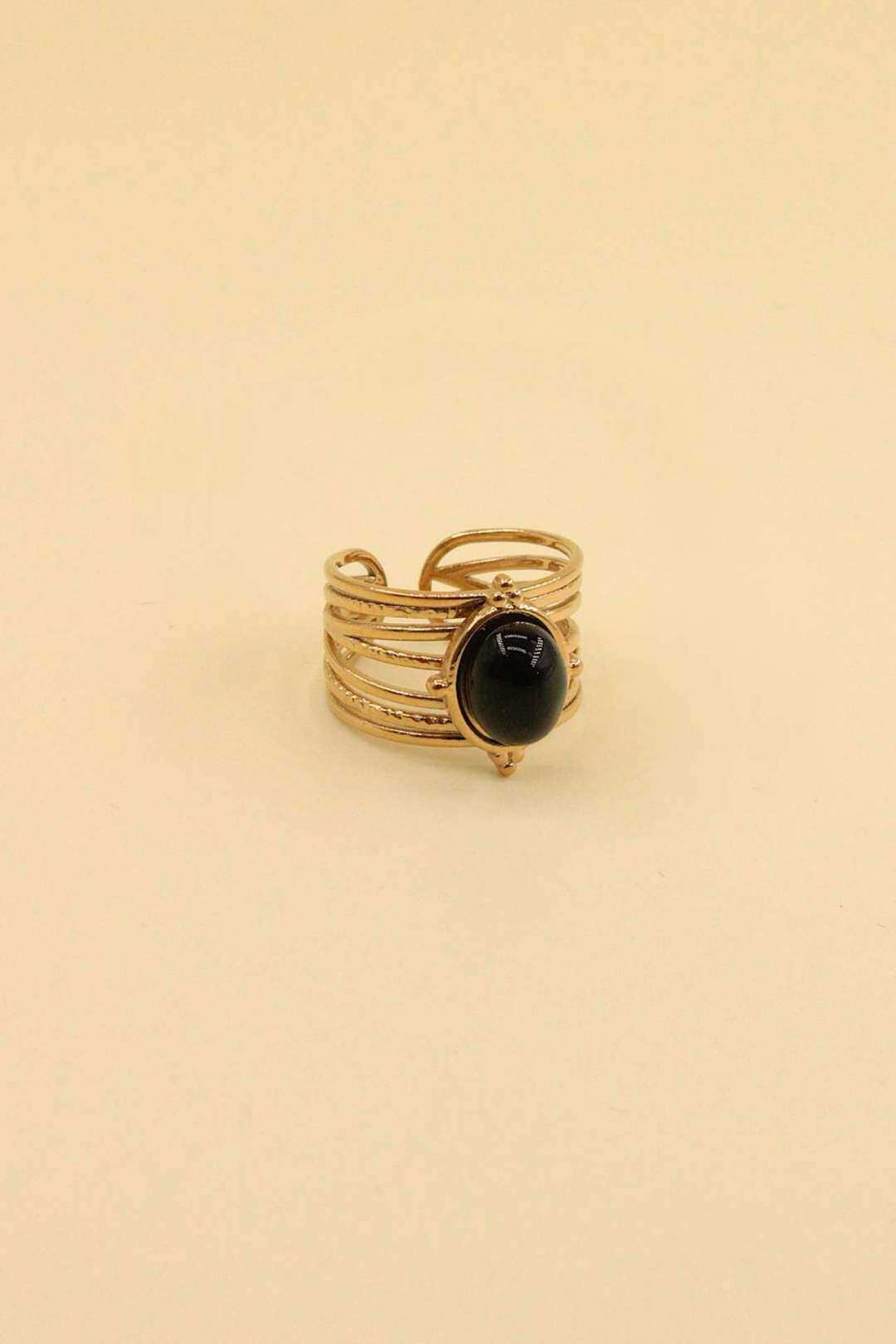 Wholesaler MAISON OKAMI - Natural stone ring with a striated effect