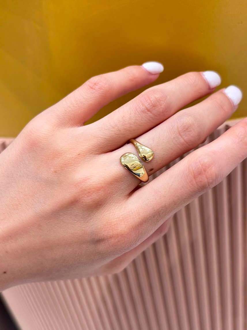 Mayorista MAISON OKAMI - Anillo de diseño en forma de gota de acero inoxidable