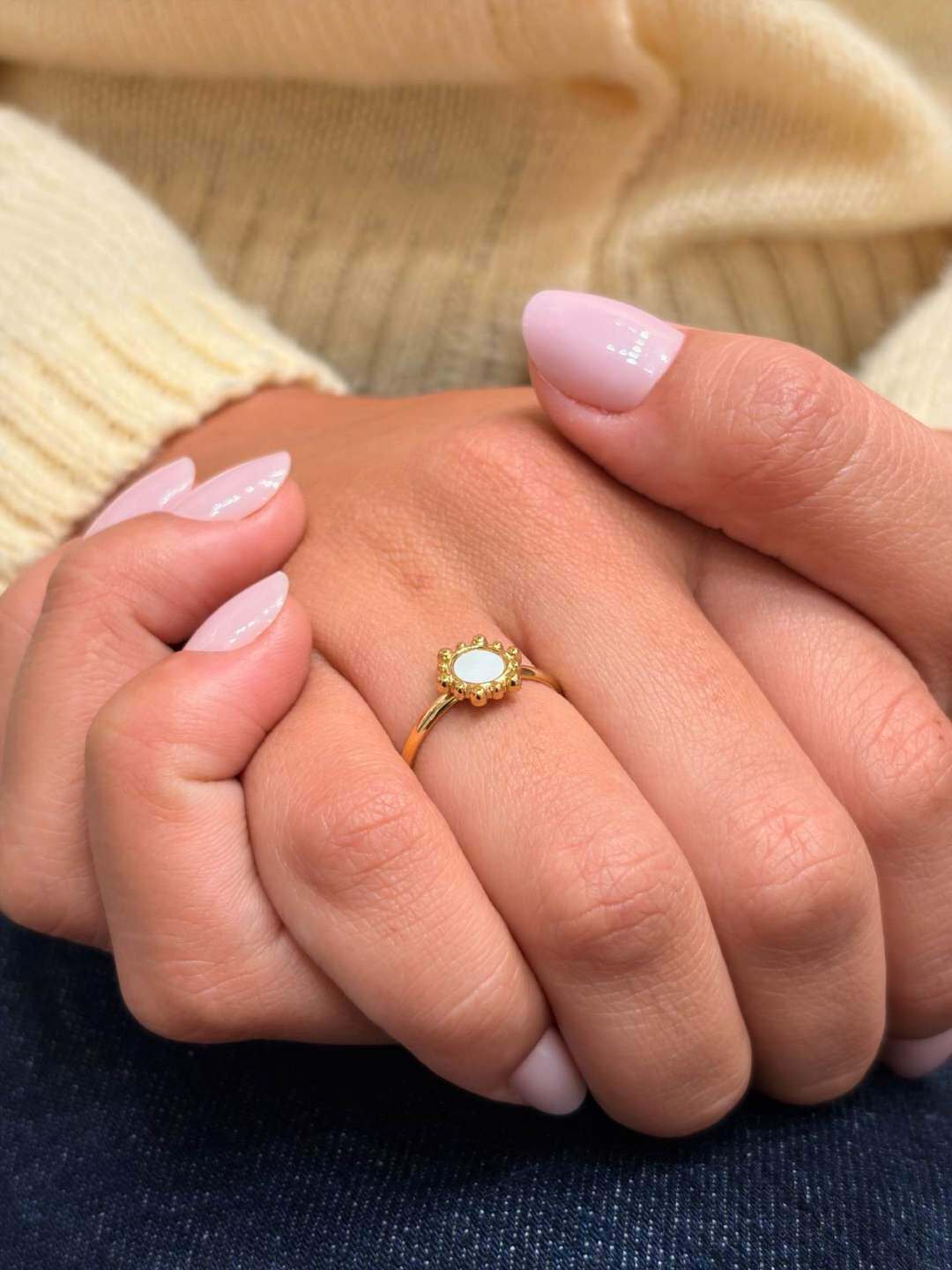 Wholesaler MAISON OKAMI - Stainless Steel Ring with Natural Stone and Sparkling Details