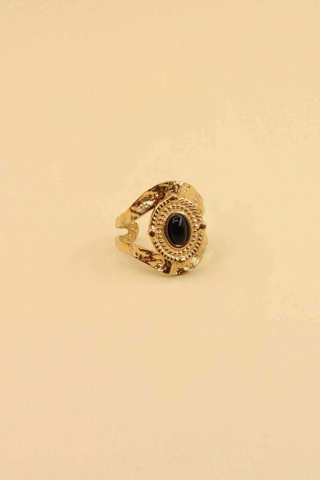 Mayorista MAISON OKAMI - Anillo ajustable con piedra natural de acero inoxidable