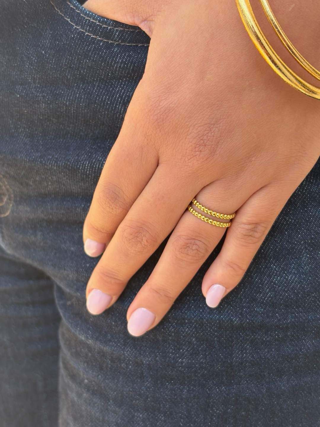 Grossiste MAISON OKAMI - Bague double en acier inoxydable avec motifs entrelacés