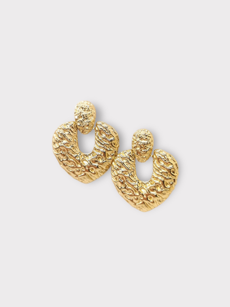 Grossiste MAISON OKAMI - Boucles d'Oreilles Cœur en Acier Inoxydable Texturé