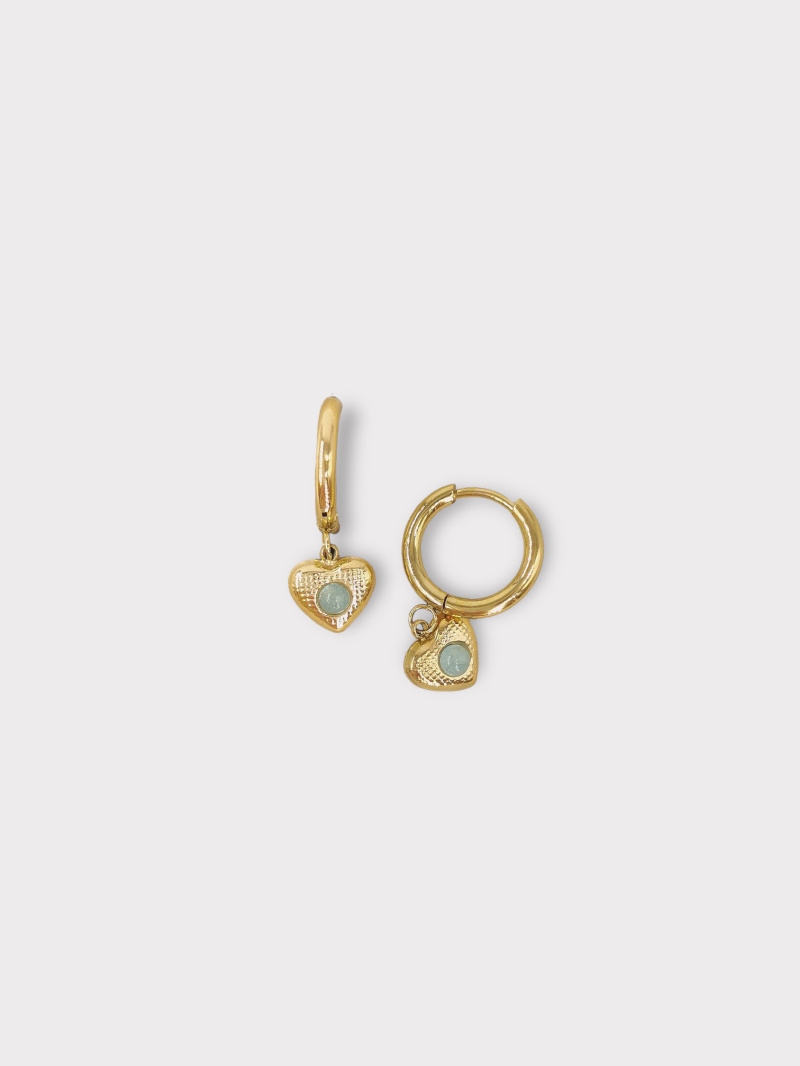 Wholesaler MAISON OKAMI - Stainless steel hoop earrings with a heart pendant