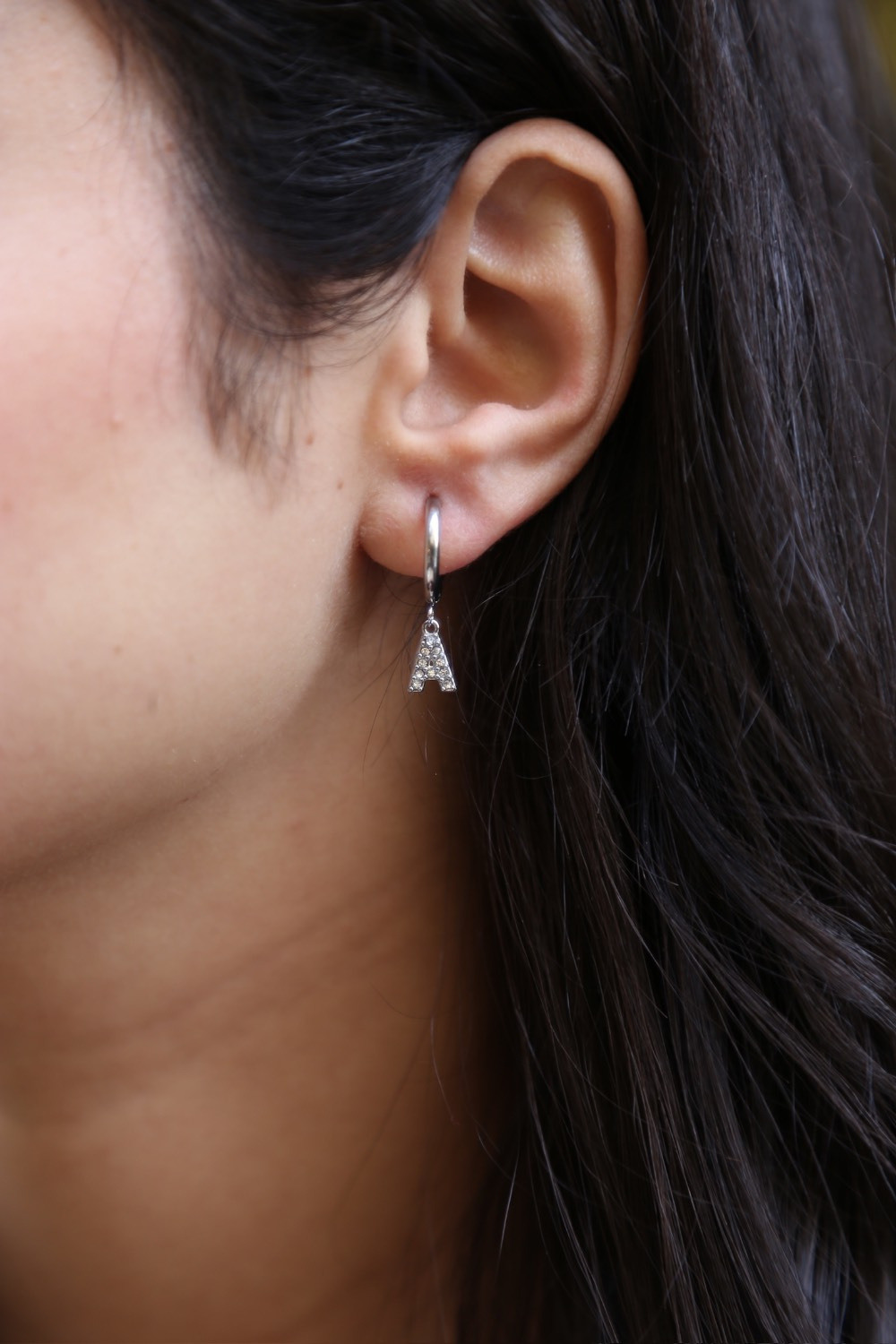 Wholesaler MAISON OKAMI - Hoop Earrings with Letter Pendant Set with Zirconium