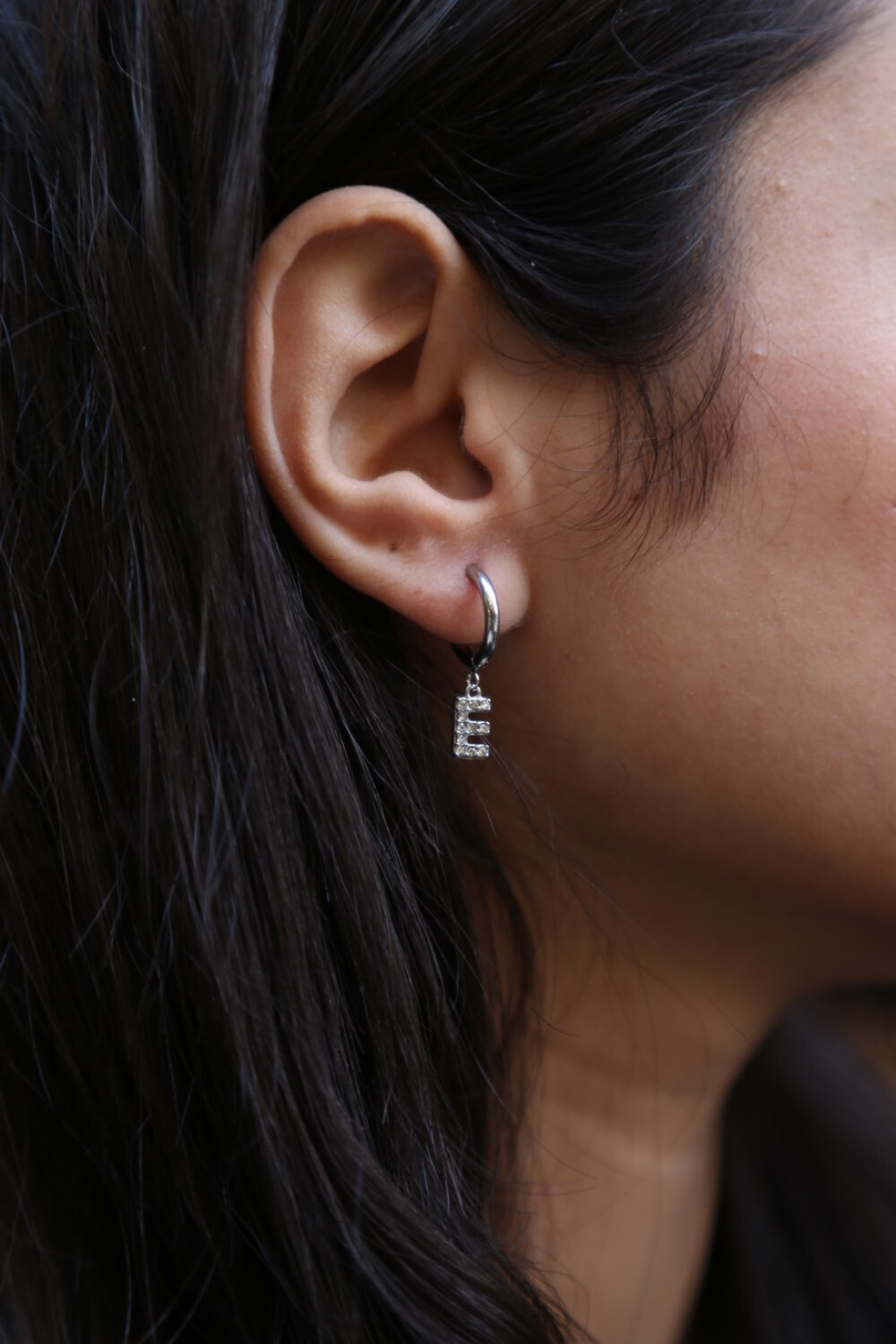 Wholesaler MAISON OKAMI - Hoop Earrings with Letter Pendant Set with Zirconium