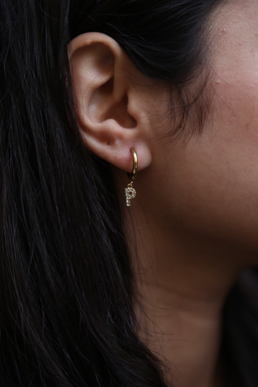 Wholesaler MAISON OKAMI - Hoop Earrings with Letter Pendant Set with Zirconium