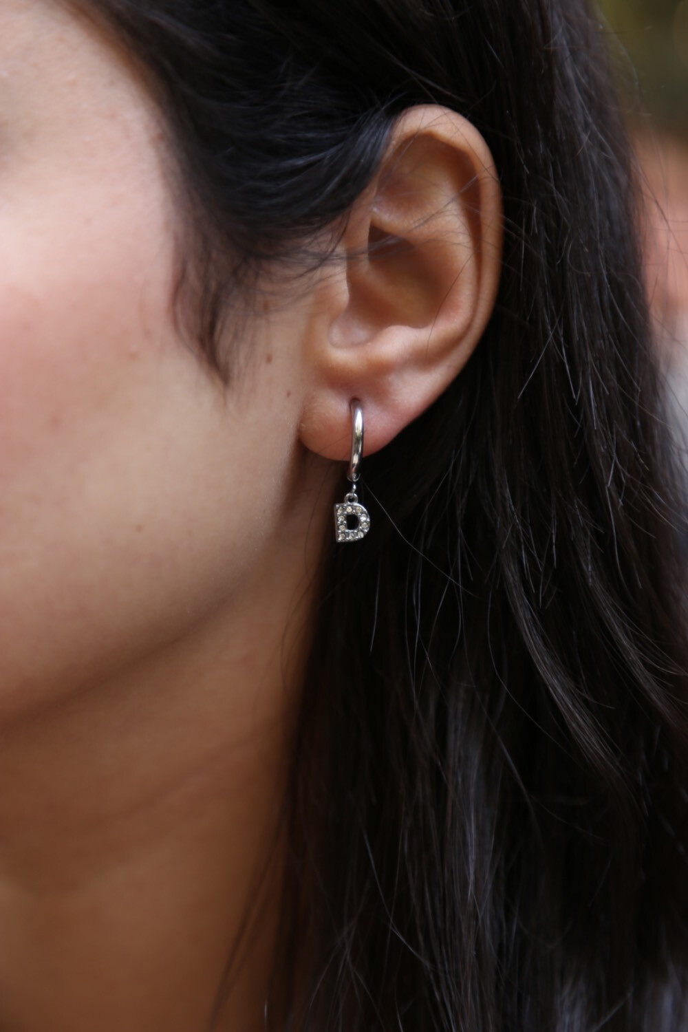 Wholesaler MAISON OKAMI - Hoop Earrings with Letter Pendant Set with Zirconium