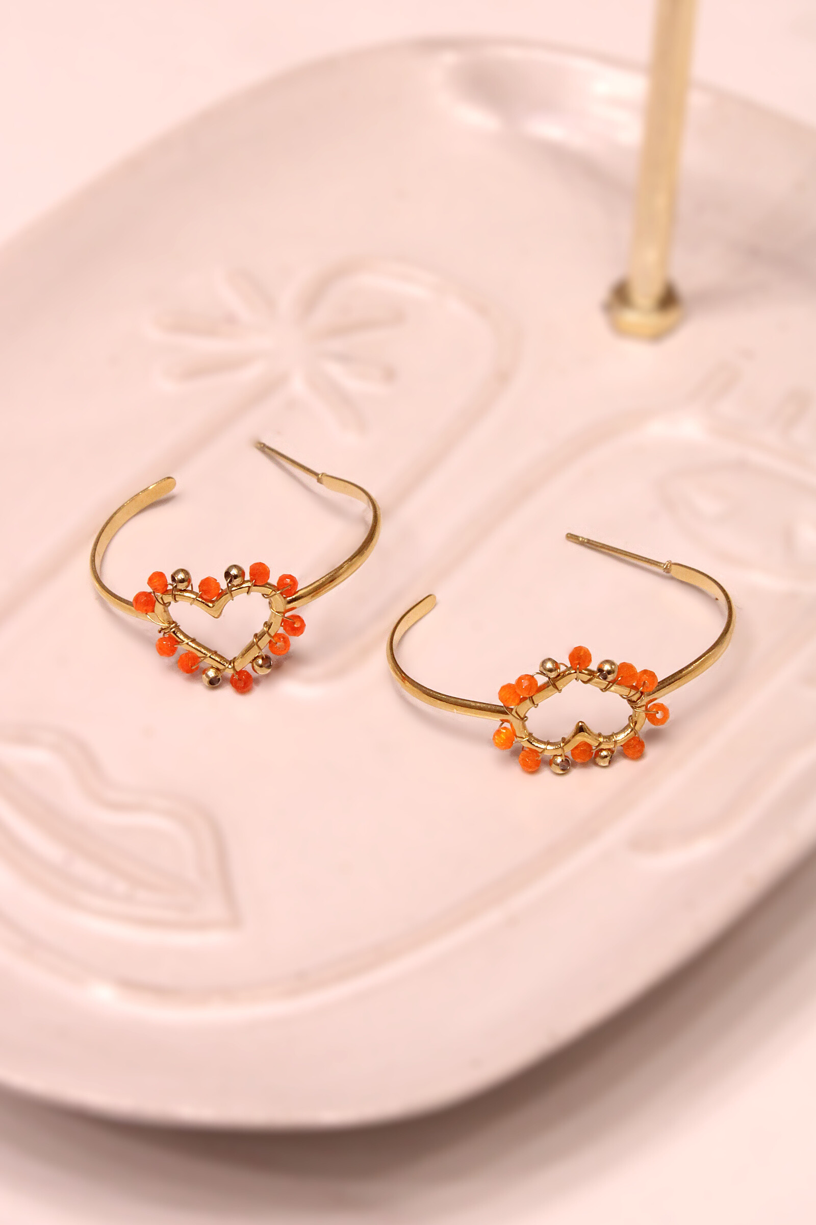 Grossiste MAISON OKAMI - Boucles d’oreilles créoles cœur et perles