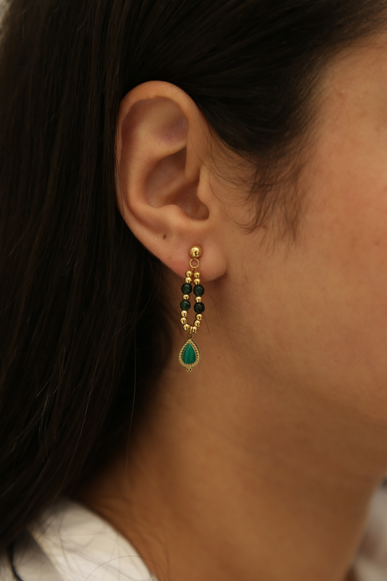 Grossiste MAISON OKAMI - Boucles d'oreilles pendantes avec perles et pierre naturelle