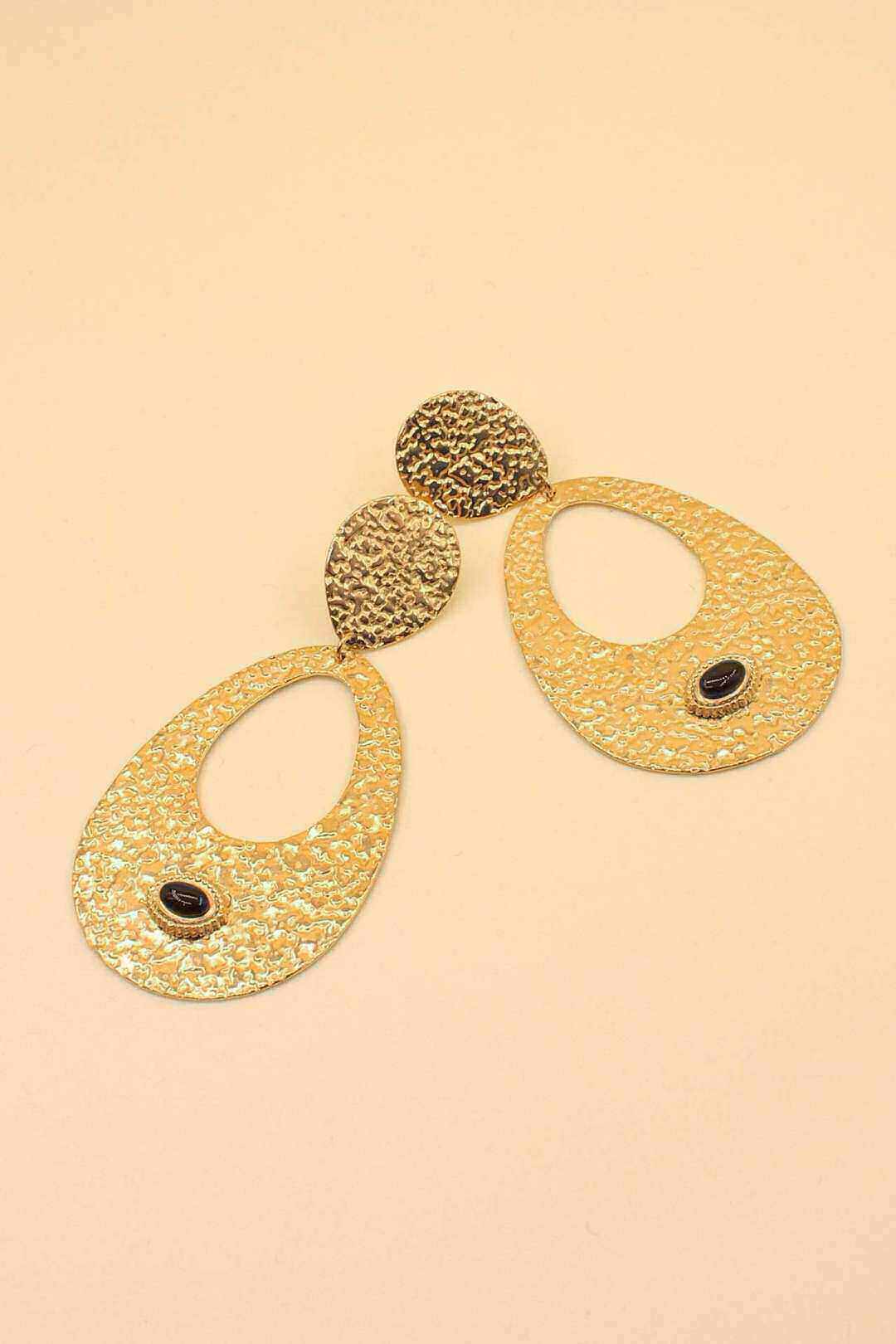 Mayorista MAISON OKAMI - Pendientes colgantes de acero inoxidable con diseño martillado