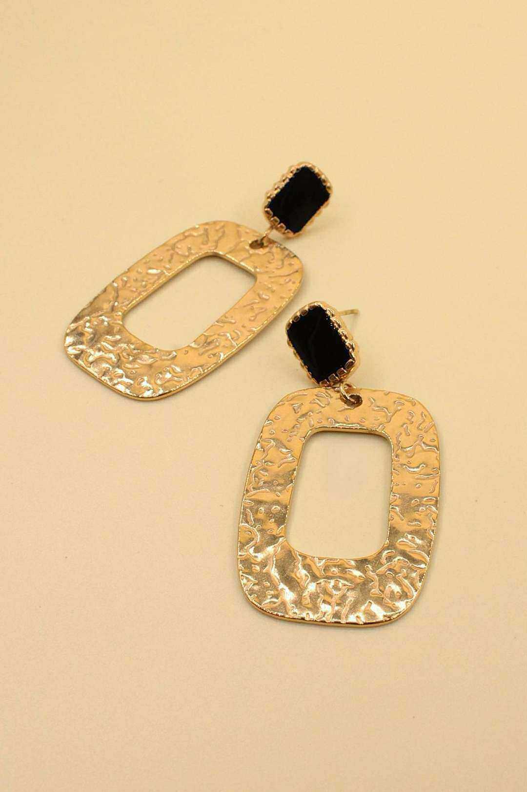 Wholesaler MAISON OKAMI - Rectangular stainless steel earrings with textured patterns