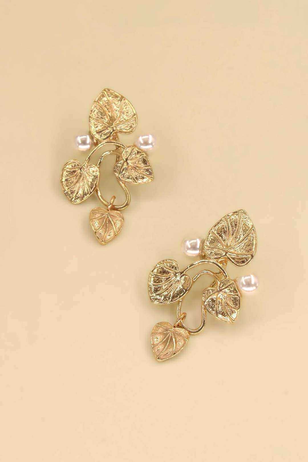 Grossiste MAISON OKAMI - Boucles d'oreilles feuille acier inoxydable