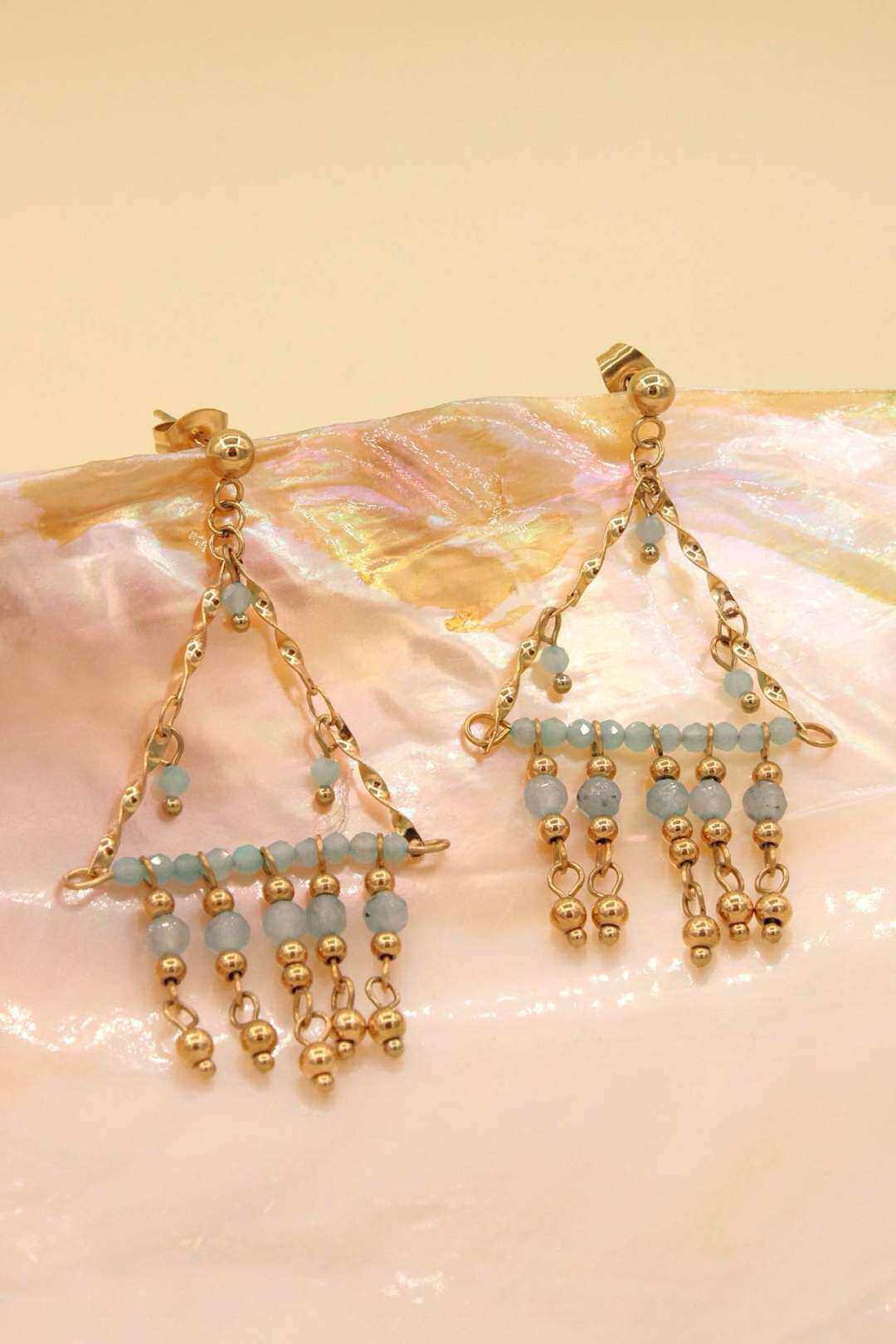 Wholesaler MAISON OKAMI - Stainless steel triangle earrings with stones