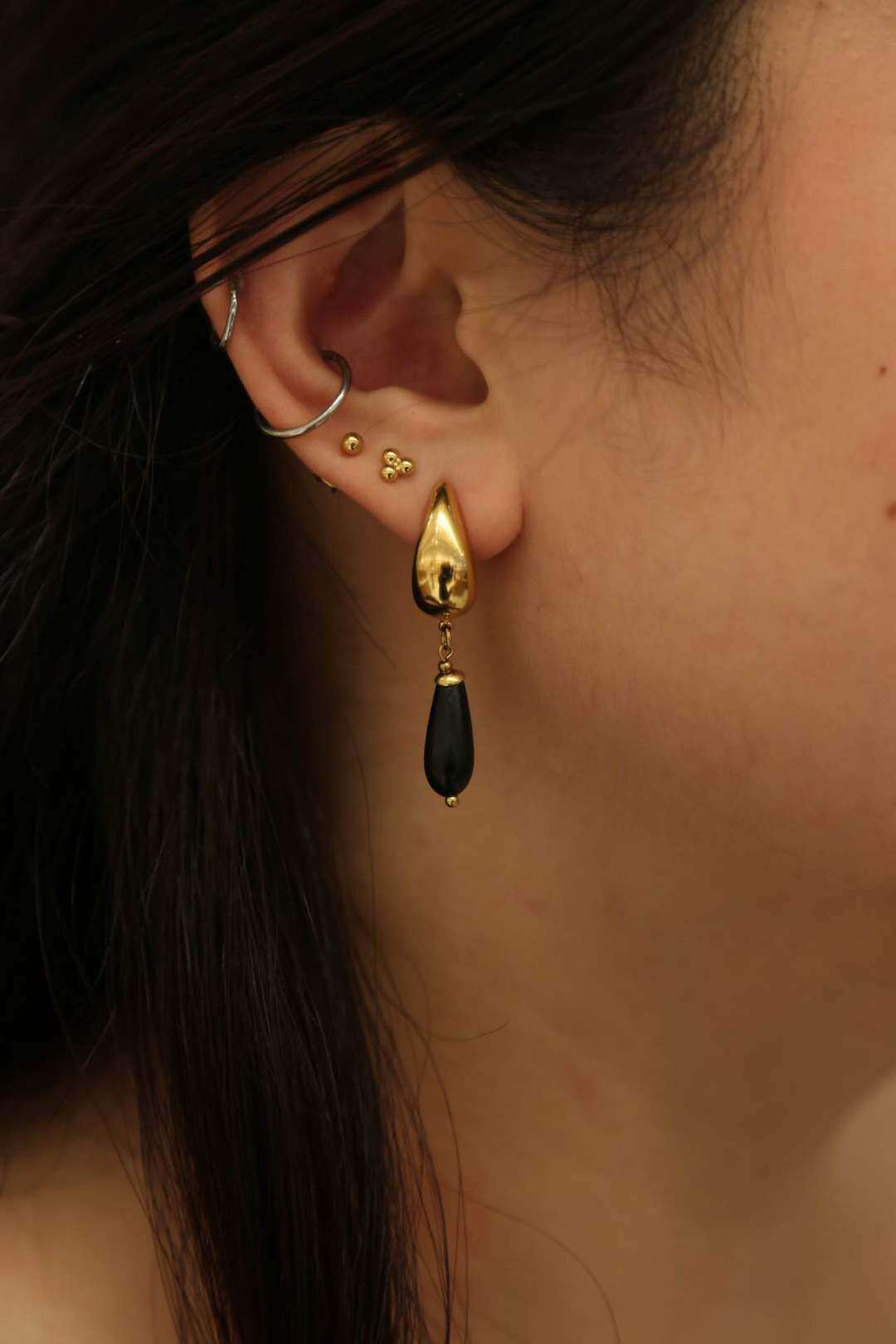 Wholesaler MAISON OKAMI - Stainless steel earring with teardrop design and pendant